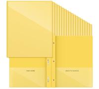 Henoyso 72 Pcs Plastic Folders with Clear Front Pocket and 3 Prong Take Home Plastic 2 Pocket Folder Back to School for Students Parent Teacher Communication for School Office (Yellow)