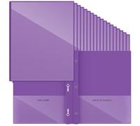 Henoyso 72 Pcs Plastic Folders with Clear Front Pocket and 3 Prong Take Home Plastic 2 Pocket Folder Back to School for Students Parent Teacher Communication for School Office (Purple)