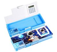 Henoyso Astronaut Pencil Case with Calculator and Sharpener - Multifunction Pencil Case for Boys, Cool School Supplies, Back to School Gift, Birthday Present for Kids & Teens