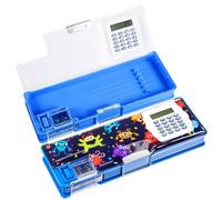 Henoyso Boys Microorganism Pencil Case with Calculator, Sharpener, Cool School Supplies - Back to School Gift, Birthday Present for Kids, Teens