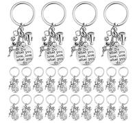 Henoyso Cheerleader Gifts Cheer Keychain Bulk Cheerleading Charm Key Chain Cheer Stuff Team Coach Gifts for Girls Women, Silver, as the picture shown