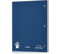 Henoyso Left Handed Notebook, 1/4" Graph Paper Notepad 11 x 8.5, Lefty Spiral Journal with Spiral Binding on Right, 4x4 Ruled, 70 Sheets, Blue Covers for Writing Drawing Office Supplies