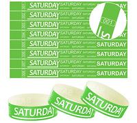 Henoyso Saturday 600 Pcs Paper Wristbands for Events Numbered, Green | Admission Paper Bracelets Bulk Numbered Waterproof Party Armbands for Events Day of the Week