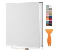 HenPisen Large Photo Album Self Adhesive Scrapbook Album for 4×6 8×10 Pictures DIY Magnetic Linen Cover Album 40 Pages for Family Wedding Gifts with Metal Pen and Plastic Board