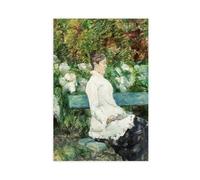 Henri De Toulouse-Lautrec,Countess Adele De Toulouse Lautrec in The Garden of Malrome Vintage Wall Decoration Famous Oil Paintings for Living Room Classic Artwork Pictures Home Decor 12x18inch(30x45cm