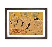 Henri de Toulouse-Lautrec Kicking it Up Framed Print | A2 Walnut Framed Wall Art | Ready to Hang | Modern Nature Picture | Living Room Bedroom Lounge Office