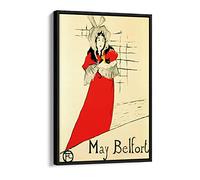 Henri De Toulouse Lautrec May Belfort Canvas Floater Frame Print Picture Art - Black Frame 16 inch wide x 24 inch high