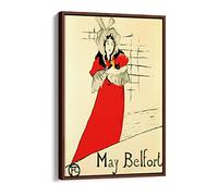 Henri De Toulouse Lautrec May Belfort Canvas Floater Frame Print Picture Art - Walnut Frame 8 inch wide x 12 inch high