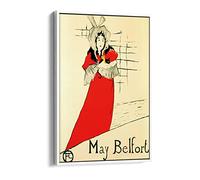 Henri De Toulouse Lautrec May Belfort Canvas Floater Frame Print Picture Art - White Frame 12 inch wide x 18 inch high