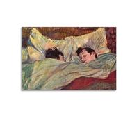 Henri De Toulouse-Lautrec The Bed (Le Lit) Post-Impressionist Intimate Interior Scene Poster Work, Canvas Print, Wall Art - Serene Bedroom Decor for Living Room, Bedroom, Office & Home Decor 08x12inc