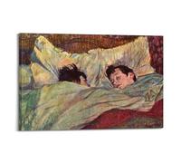 Henri De Toulouse-Lautrec The Bed (Le Lit) Post-Impressionist Intimate Interior Scene Poster Work, Canvas Print, Wall Art - Serene Bedroom Decor for Living Room, Bedroom, Office & Home Decor 24x36inc