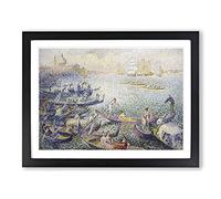 Henri Edmond Cross Regatta in Venice Classic Painting Framed Wall Art Print, Ready to Hang Picture for Living Room Bedroom Home Office Décor, Black A3 (46 x 34 cm)