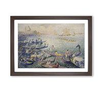 Henri-Edmond Cross Regatta in Venice Framed Print | A2 Walnut Framed Wall Art | Ready to Hang | Modern Religious Picture | Living Room Bedroom Lounge Office