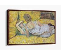 Henri Lautrec Abandonment Love French Lady Canvas Floater Frame Print Picture Art - Walnut Frame 36 inch wide x 24 inch high