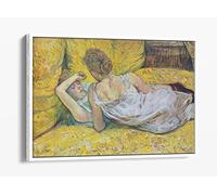 Henri Lautrec Abandonment Love French Lady Canvas Floater Frame Print Picture Art - White Frame 36 inch wide x 24 inch high