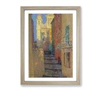 Henri Le Sidaner Street Steps Classic Painting Framed Print | A2 Oak Framed Wall Art | Ready to Hang | Classic Cityscape Picture | Living Room Bedroom Lounge Office