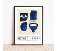 Henri Matisse Abstract Wall Art Print, Matisse Evil Eye Poster, Framed Bathroom Picture, Matisse Wall Art Aesthetic Room Decor for Bedroom Kitchen, Navy Blue Modern Home Decor (A3 - PRINT (Unframed))