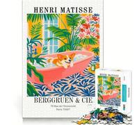 Henri Matisse Corgi Bath Art Print 1000 Piece Jigsaw Puzzle for Teenagers Decompress Tight Connection Fun Challenge Art Display (38x26cm)
