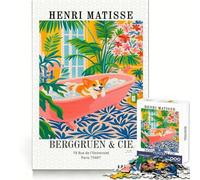 Henri Matisse Corgi Bath Art Print 1000 Piece Jigsaw Puzzles for Teenagers Sharp Brain Vivid Hue Family Pastime (38x52cm)