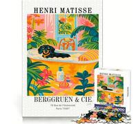 Henri Matisse Dachshund Bathing Art Print Jigsaw Puzzles for Teenagers 1000 Pieces Recall Boost Sharp Cut Real Challenge Wall Art (38x52cm)