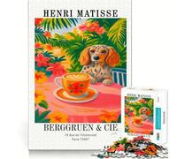 Henri Matisse Dog And Coffee Poster Jigsaw Puzzles for Adults 1000 Pieces Creative Play True Detail Real Challenge Art Decor (38x52cm)