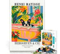 Henri Matisse Dog in Bathtub Art Print Adult Jigsaw Puzzle1000 Pieces Focus Train Snug Connection Family Enjoyable (38x26cm)