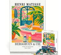 Henri Matisse Fennec Fox Bath Art Jigsaw 1000 Pieces for Teenagers Brain Exercise Clean Connection Real Challenge Unique Gift (38x26cm)
