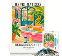 Henri Matisse Fennec Fox Bath Art Jigsaw 1000 Pieces for Teenagers Brain Exercise Clean Connection Real Challenge Unique Gift (38x26cm)