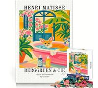Henri Matisse Fennec Fox Bath Art Jigsaw Puzzles 1000 Pieces for Adults Logic Skill Stress Relief Family Bond (50x75cm)