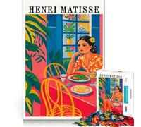 Henri Matisse Inspired Dining Scene Adult Jigsaw Puzzle1000 Pieces Focus Train Snug Connection Family Enjoyable (38x26cm)