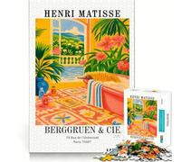 Henri Matisse Interior with Echidna Painting Teenagers Puzzles 1000 Piece Jigsaws Memory Boost Indoor Fun Pattern Assemble Home Accent (38x52cm)