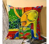 Henri Matisse, Le Chat Aux Poissons Rouges 1914, (The Cat With Red Fishes) Decorative Cotton Linen Throw Pillow Case Cover Sofa Couch Cushion Covers 16 X 16 Inch