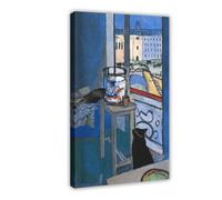 Henri Matisse Oil Paintings on Canvas Wall Art - Famous Black Cat Poster Funny Cat Floral Canvas Poster Bedroom Decor Sports Landscape Office Room Decor Gift Frame-style 16x24inch(40x60cm)