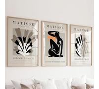 Henri Matisse Set of 3 Wall Art Prints, Vintage Black and Beige, Exhibition Art, Mid Century Wall Art, UNFRAMED (A1-59.4 x 84.1cm)