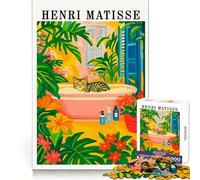 Henri Matisse Style Cat in Bathtub Jigsaw Puzzles for Teenagers 1000 Pieces Memory Train Fine Thick Home Game Birthday Present (50x75cm)