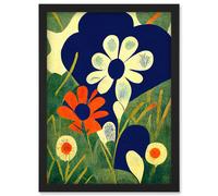 Henri Matisse Style Floral Meadow Abstract Macro Artwork Framed Wall Art Print A4 Artery8 Black One Size