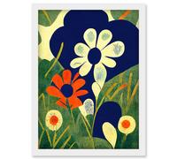 Henri Matisse Style Floral Meadow Abstract Macro Artwork Framed Wall Art Print A4 Artery8 White One Size