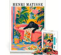 Henri Matisse Style Gorilla Bath 1000 Piece Jigsaws for Teenagers Puzzle Creative Play Fine Thick Real Challenge (50x75cm)