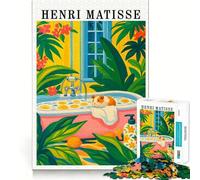 Henri Matisse Style Guinea Pig Bath Puzzles for Adults 1000 Puzzles Cognitive Skill Precise Connection Fun Challenge Santa Surprise (38x52cm)