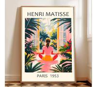 Henri Matisse Wall Art Aesthetic Pink Pictures Meditation Room Posters Spiritual Prints for Bedroom Matisse Pink Print Yoga Painting Green Botanical Artwork Female Posters for Women 16x24inch Unframed