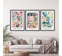Henri Matisse Wall Art Decor Set of 3 16x11 Inch Large Rustic Farmhouse Aesthetic Wood Framed Matisse Sign Modern Home Bedroom Living Room Office Abstract Landscape Print Wall Hang (Black)
