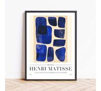 Henri Matisse Wall Art Print, Matisse Abstract Blue Poster, Framed Matisse Picture, Matisse Wall Art Aesthetic Home Decor for Bedroom Kitchen, Navy Blue Modern Bathroom Decor (A3 - PRINT (Unframed))