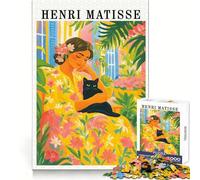 Henri Matisse Woman with Black Cat Jigsaw Puzzles for Adults 1000 Pieces Creative Play True Detail Real Challenge Art Decor (38x52cm)
