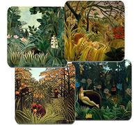 Henri Rousseau Coaster Set Of 4. Cork Backed. Equatorial Jungle, Dream, Orange Grove, Tiger in a Tropical Storm