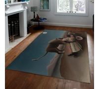 Henri Rousseau Large Rugs 60x90cm for Living Room Blue Desert Moon the Sleeping Gypsy Print Small Rugs Non Slip Backing Thin Lightweight Washable Kitchen Rugs for Under Coffee Table Office Entryway