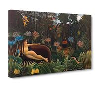 Henri Rousseau Le Reve Classic Painting Canvas Wall Art Print Ready to Hang, Framed Picture for Living Room Bedroom Home Office Décor, 20x14 Inch (50x35 cm)