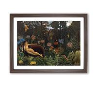 Henri Rousseau Le Reve Classic Painting Framed Print | A3 Walnut Framed Wall Art | Ready to Hang | Classic Historical Picture | Living Room Bedroom Lounge Office