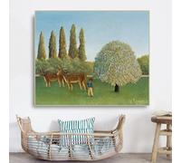 Henri·Rousseau " Meadowland " Canvas Art Prints painting Artwork Poster Picture Wall Decor Modern Living room Decoration(80x100cm/No Framed)