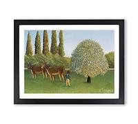 Henri Rousseau Meadowland Classic Painting Framed Print | A3 Black Framed Wall Art | Ready to Hang | Classic Historical Picture | Living Room Bedroom Lounge Office