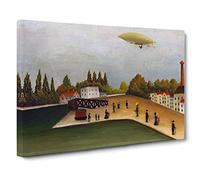 Henri Rousseau Quai D'Ivry Classic Painting Canvas Wall Art Print Ready to Hang, Framed Picture for Living Room Bedroom Home Office Décor, 24x16 Inch (60x40 cm)